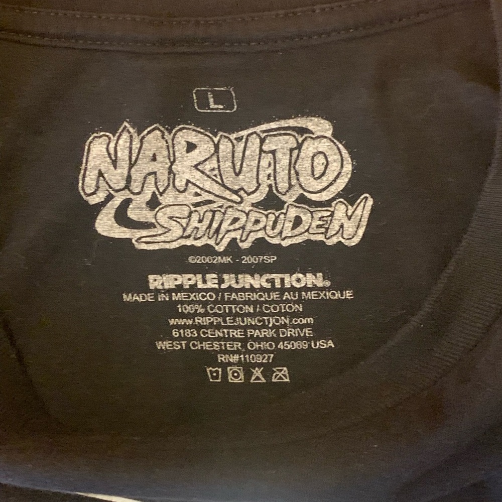 Naruto Shippuden Ripple Junction Tee Large Black white Red Graphic Short sleeve - Picture 2 of 6